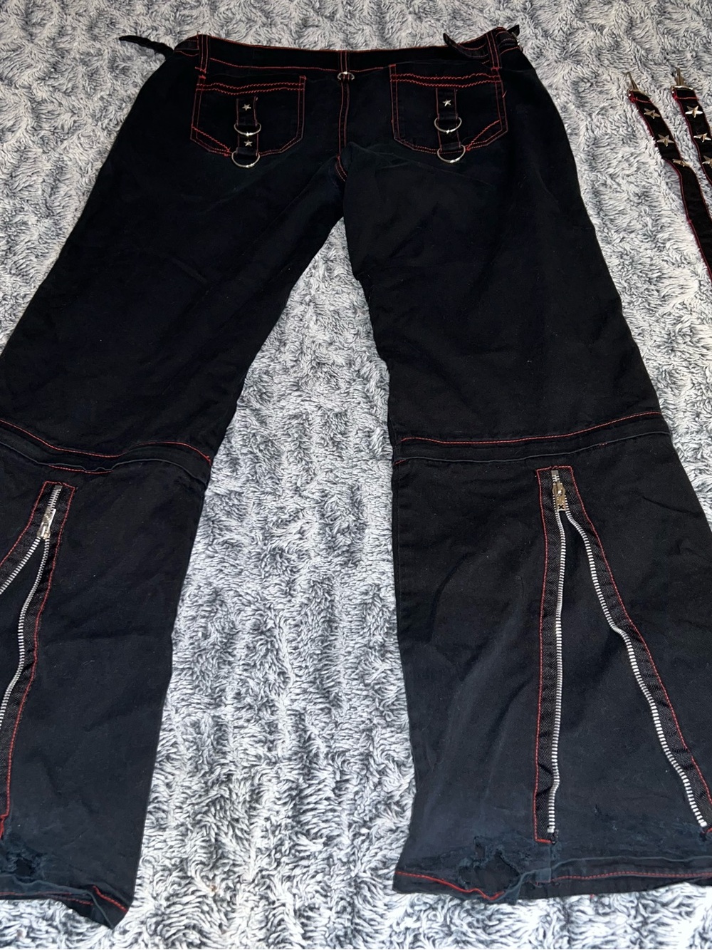 Tripp Nyc Flare Pants Jeans With Straps Size 13 Emo Rave Goth Y2K Stars Skull - Picture 11 of 16